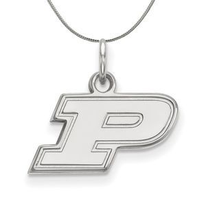 Sterling Silver Purdue XS (Tiny) Initial P Necklace - 18 Inch